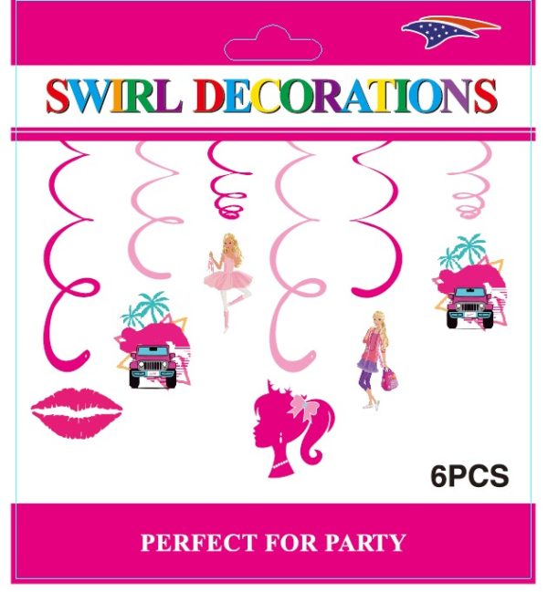 Themed Decoration Swirls 6 CT, Pretty Girl