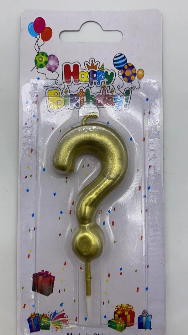 Metallic Birthday Number  Gold Candle 0 to 9 and ?