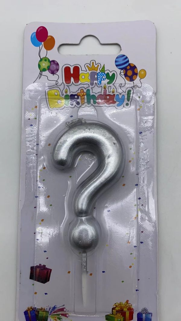 Metallic Birthday Number  Silver Candle 0 to 9 and ?