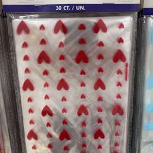Themed Cellophane Bags , Red Heart