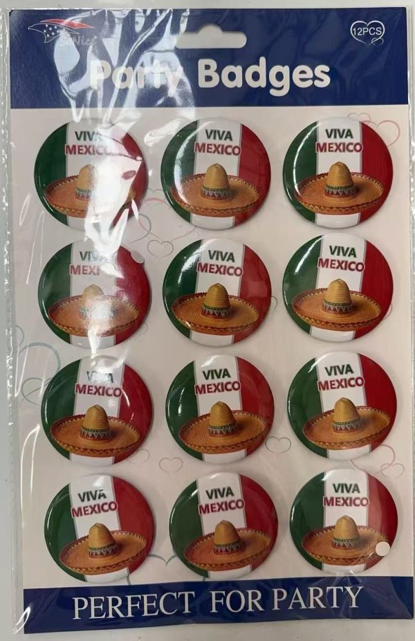 Themed Party Badge 12 CT Viva Mexico