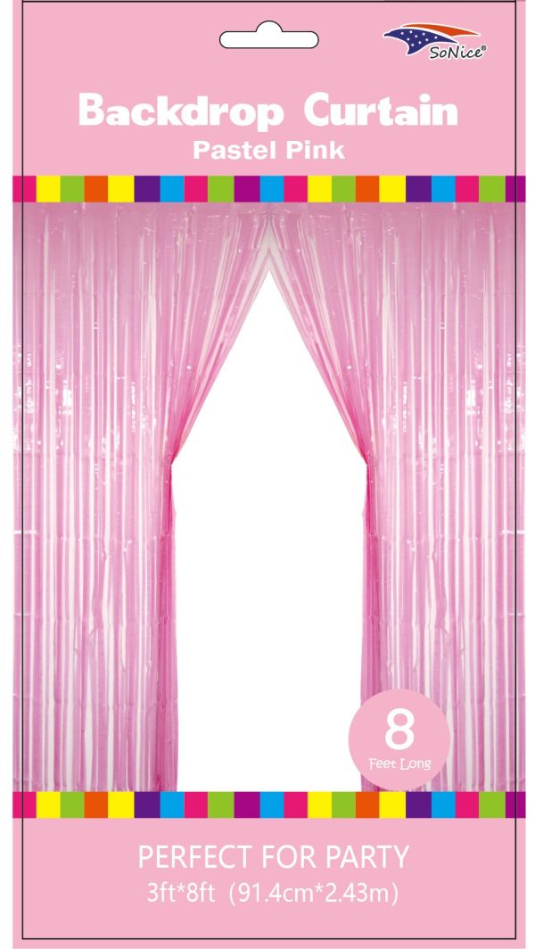 Metallic Fringe Curtain Pastel Pink