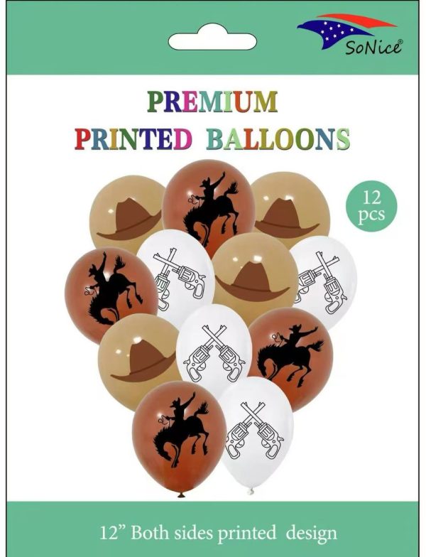Theme printed Latex Balloons 12CT Cowboy