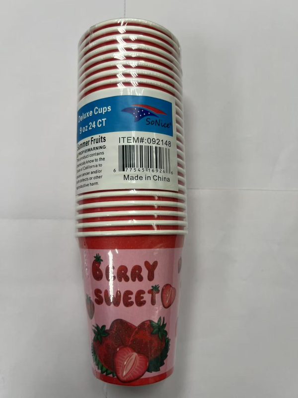 9OZ Themed Paper Cups 24 CT  Strawberry
