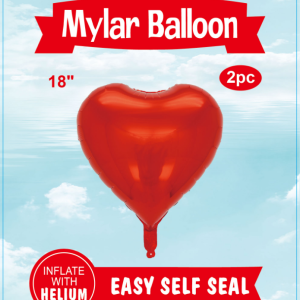 18" Mylar  Balloons Heart 2PCS Red