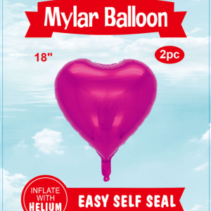 18" Mylar  Balloons Heart 2PCS Fuchsia