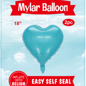 18" Mylar  Balloons Heart 2PCS light blue
