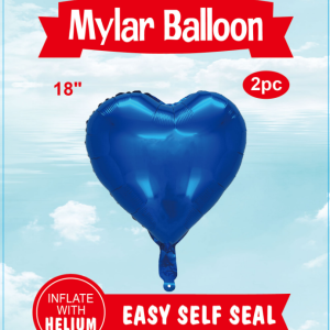 18" Mylar  Balloons Heart 2PCS Royal blue
