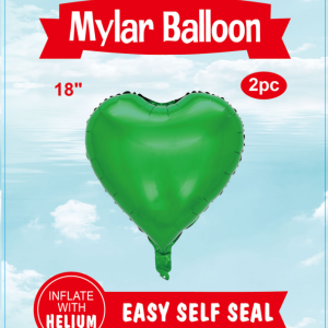 18" Mylar  Balloons Heart 2PCS green