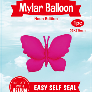 35" Mylar  Balloon  Butterfly Neon pink