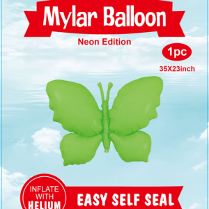 35" Mylar  Balloon  Butterfly Neon green