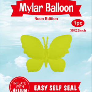35" Mylar  Balloon  Butterfly Neon yellow