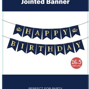 Themed Party Banner, HBD Blue Crown