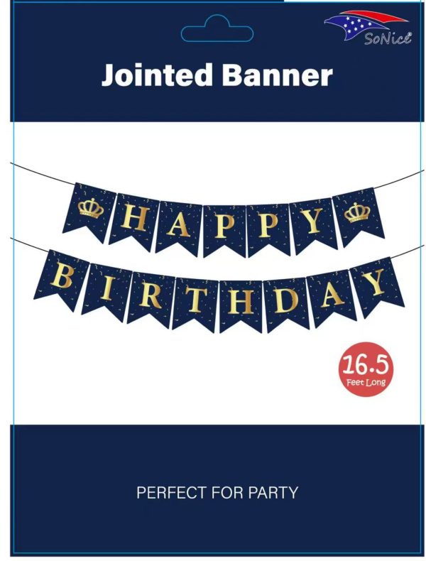 Themed Party Banner, HBD Blue Crown