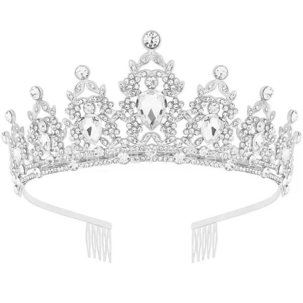 Rhinestone Tiara Crown Silver