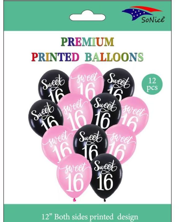Printed Balloons Sweet 16