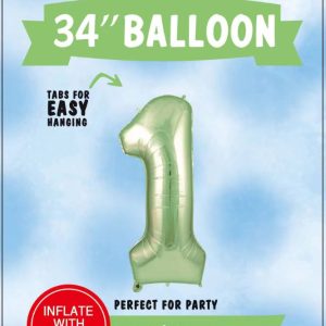34"SAGE GREEN FOIL BALLOON NUMBER 1