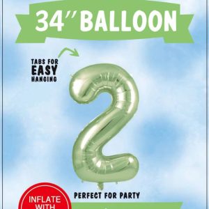 34"SAGE GREEN FOIL BALLOON NUMBER 2