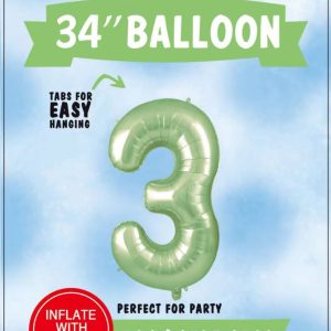 34"SAGE GREEN FOIL BALLOON NUMBER 3