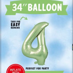 34"SAGE GREEN FOIL BALLOON NUMBER 4