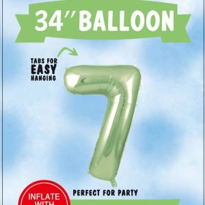 34"SAGE GREEN FOIL BALLOON NUMBER 7