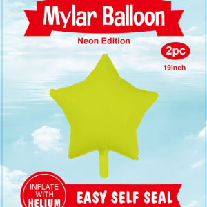 18" Mylar  Balloons Star 2PCS Neon yellow