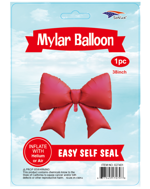38" Mylar Balloon Bow red