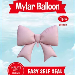 38" Mylar Balloon Bow pastel pink