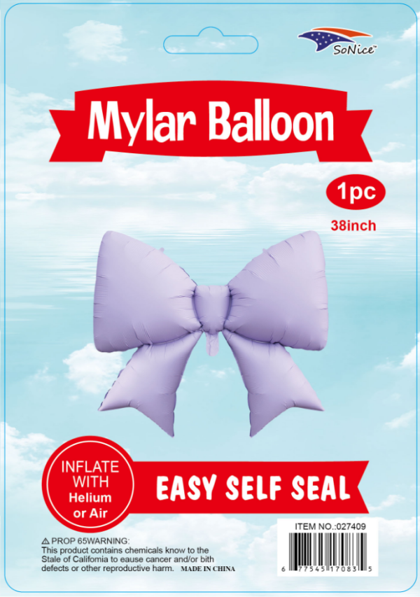 38" Mylar Balloon Bow pastel lavender
