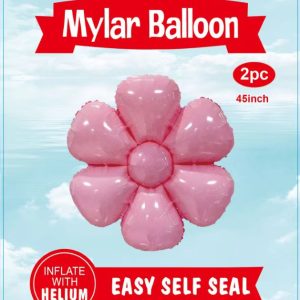45" Mylar  Balloon  Daisy Flowers 2 pcs pink