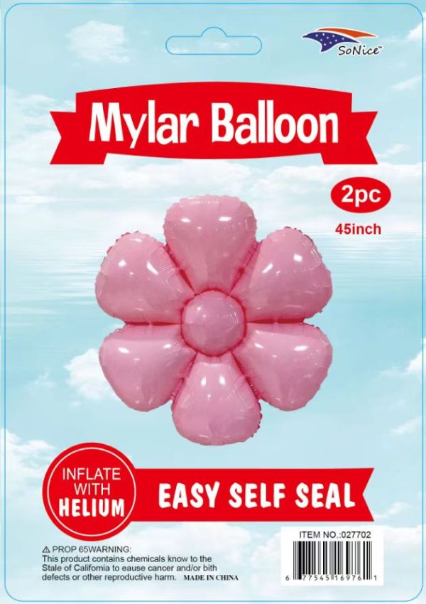 45" Mylar  Balloon  Daisy Flowers 2 pcs pink