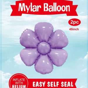 45" Mylar  Balloon  Daisy Flowers 2 pcs lavender