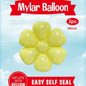 45" Mylar  Balloon  Daisy Flowers 2 pcs yellow
