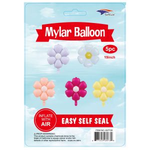 19" Mylar  Balloon  Daisy Flowers 5 pcs