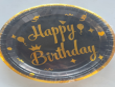 Themed party Plates 9" HBD black/gold