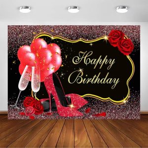 Vinyl Party Backdrop Banner Rose