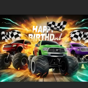 Vinyl Party Backdrop Banner Monster Truck