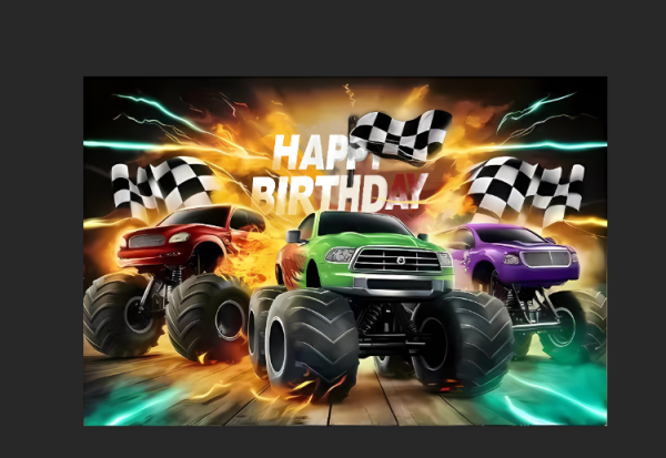 Vinyl Party Backdrop Banner Monster Truck