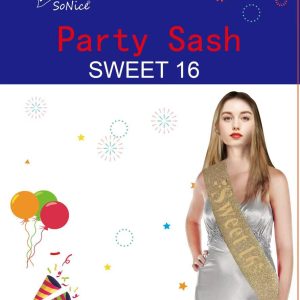 Party Sash Metallic Sweet 16