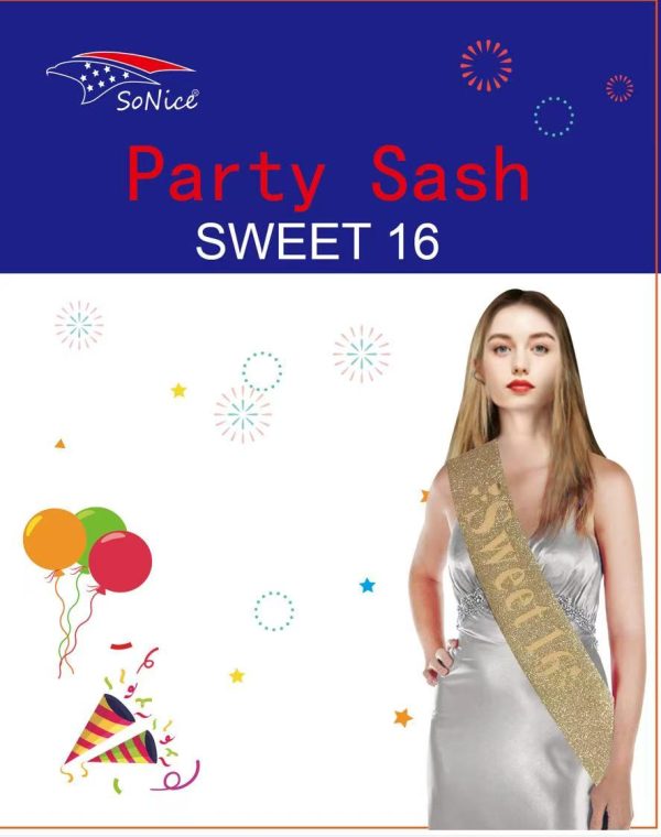 Party Sash Metallic Sweet 16
