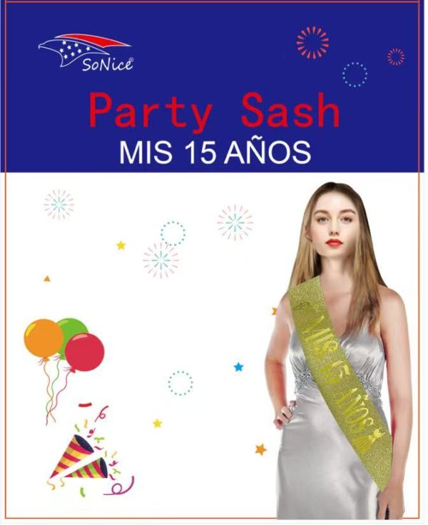 Party Sash Metallic Mis Quince Anos