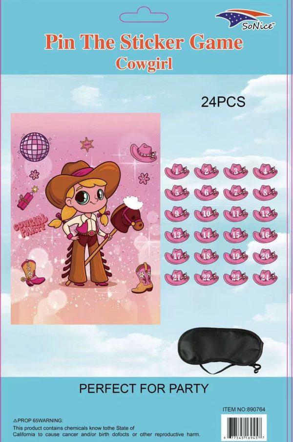 Pin the  Tails Party Game Cowgirl