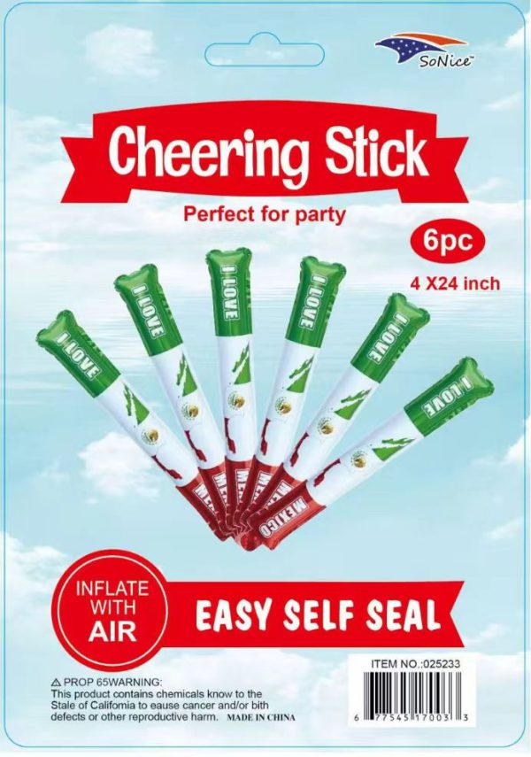 Balloon Cheering Sticks 6pcs, Viva Mexico