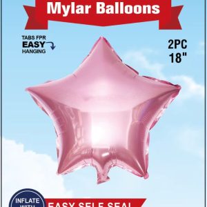 18" Mylar  Balloons Star 2PCS, L/pink