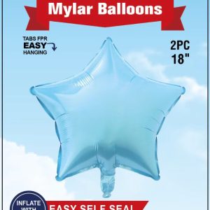 18" Mylar  Balloons Star 2PCS, L/BLUE