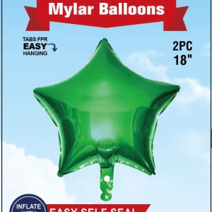 18" Mylar  Balloons Star 2PCS, GREEN