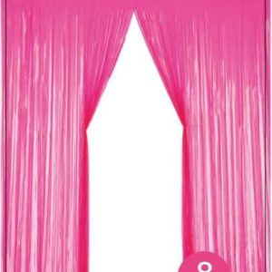Metallic Fringe Curtain, Neon pink