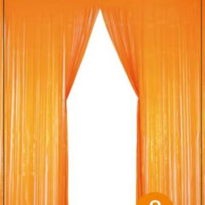 Metallic Fringe Curtain, Neon orange