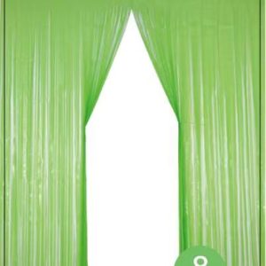Metallic Fringe Curtain, Neon green