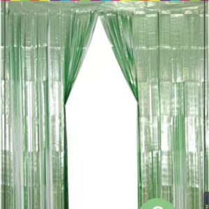 Metallic Fringe Curtain, Sage